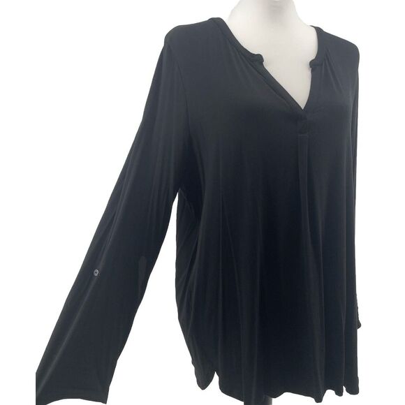 Reitmans Tunic Top Womens XXL Black Stretchy Soft Viscose Capsule Minimalist NEW - Picture 1 of 9